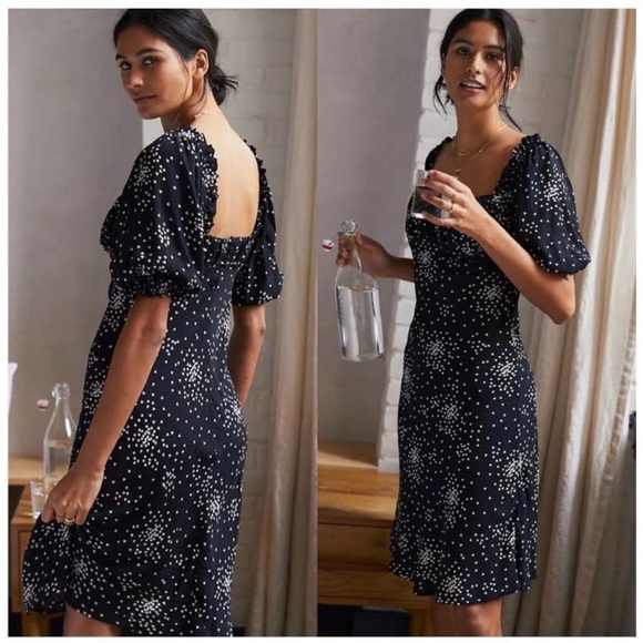 Anthropologie Heart Starburst Puff Sleeve Juliet Mini Dress NWOT - Picture 3 of 13